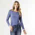 Vienna Long Sleeve Side Cinched Top  - Dusty Blue